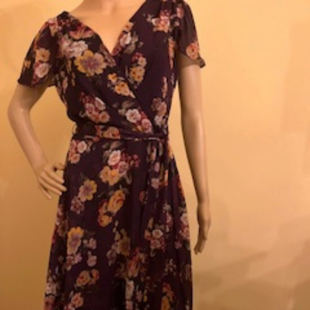 DKNY Floral Chiffon Dress